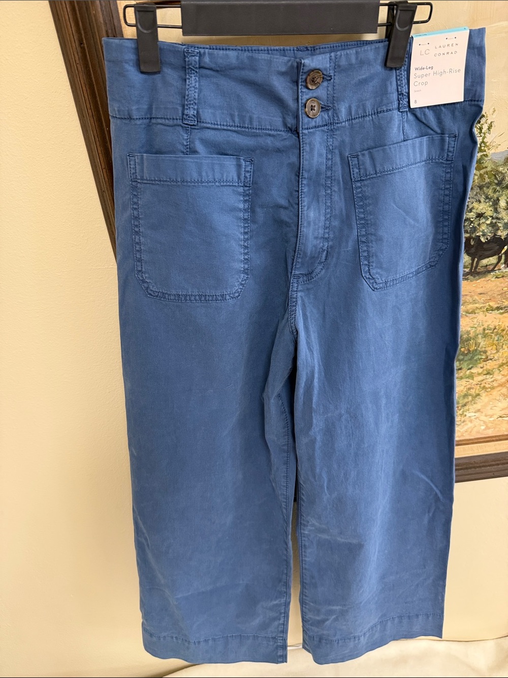 LC Lauren Conrad Blue Wide-Leg High-Rise Crop Pants